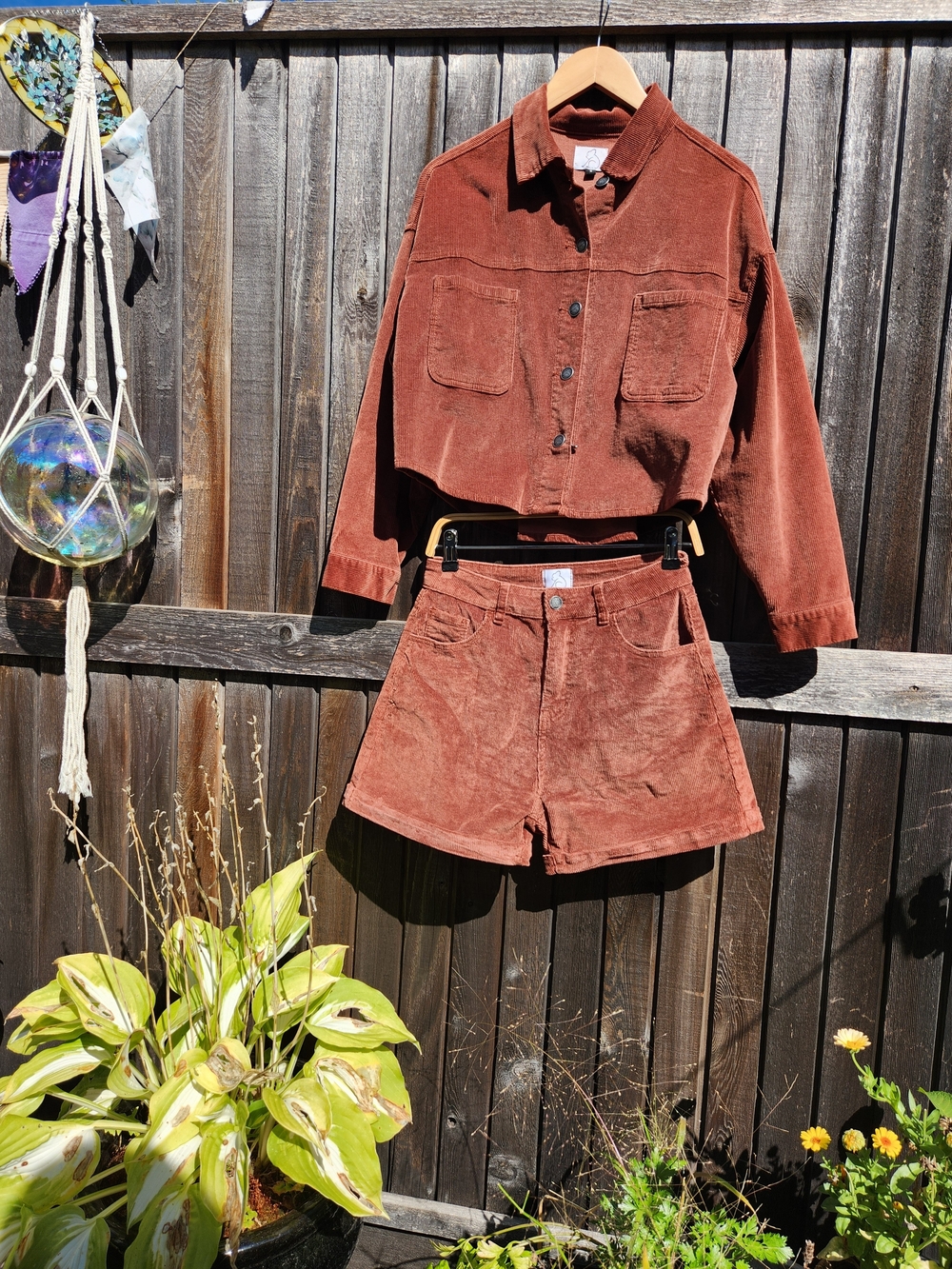 Kuwallatee Corduroy High-Waist Shorts & Jacket Set